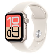 Apple 2025 Watch SE 3 鋁金屬 + S/M運動型錶帶, 星光色, 40mm, GPS + 行動網路