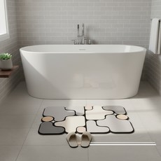 MF商店可水洗防碎加厚藝術拼圖珪藻土腳踏墊, 灰色