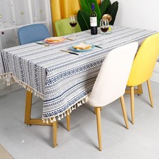 인아트 식탁보, 에스닉 블루 수술, 1개, 90 x 140 cm