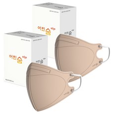어린숨 엣지 새부리형 컬러 마스크 중형, 30개입, 2개, 라이트베이지