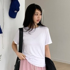 린다샵 여성용 주리든 심플 레이온 라운드 반팔 티셔츠 cpt16320k52