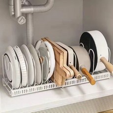 可調節長度伸縮廚房整理架, 10層, 1個, 白色