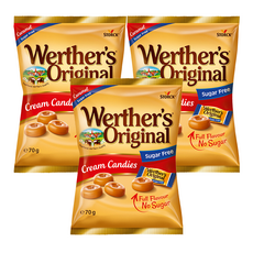 Werther's Original 奶油太妃糖 無糖款, 3袋, 70g