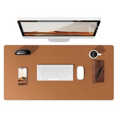 베네블 가죽 심플 와이드 데스크매트, 브라운