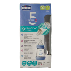 Chicco 完美防脹PP奶瓶 150ml (小單孔) - 藍, 1個