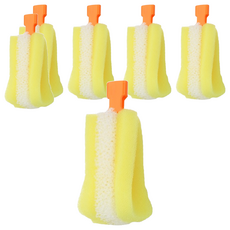 PiYOPiYO 黃色小鴨 組合式奶瓶刷替換刷頭, 黃色 + 橘色, 6個