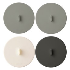 MONACO OLIVE 完全貼合懸浮真空矽膠杯蓋4件組, 1套, 灰色, 灰色, 奶油色, 炭灰色