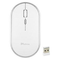 infotec 英富達 2.4G無線光學滑鼠 1000-1200-1600DPI高解析 左右手皆適用, MW-02, 白銀色
