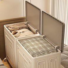 21C Trend 收納王 可折疊移動式附輪附蓋大容量洗衣整理箱, 奶油色, 超大型, 1個