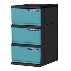 HOUSE 好室喵 三層抽屜櫃 SB30, 藍色, 3, 26公分