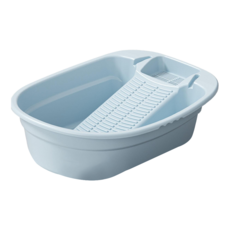 一體成型加厚多功能洗衣板水盆 長方款 48x38x14公分, 藍色, 1個