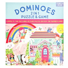 FLOSS&ROCK 2合1多米諾拼圖骨牌 益智玩具 訓練手眼協調, 彩虹仙子, 28片, 1盒