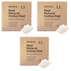 바루쟈 목화씨가 보이는 무형광 무표백 3겹 화장솜, 300매입, 3개