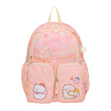 impact 怡寶 角落小夥伴 後背包 雙拉鍊 A4可放, 36 x 26 x 14, 粉色