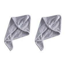 超細纖維頭髮毛巾乾髮毛巾, 灰色的, 2個