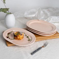 Le Pallet陶瓷橢圓餐盤, Rose Pink, 4入, 橢圓盤