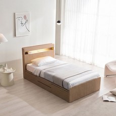 삼익가구 NEW 루시드 LED 4단 서랍 수납 침대 프레임 단품, 오크