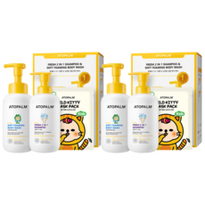 아토팜 키즈 프레쉬 2in1 샴푸 460ml + 소프트 포밍 바디워시 460ml + 와일드 키티 마스크팩 세트, 2세트