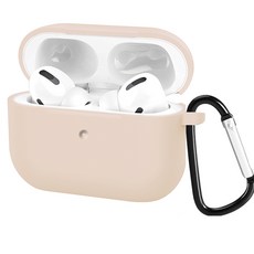 포티튜드 실리콘 스키니핏 에어팟프로 케이스 + 카라비너, 라이트브라운(케이스), 1개