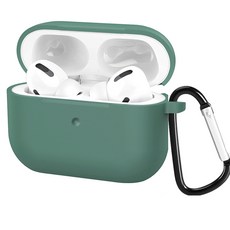 포티튜드 실리콘 스키니핏 에어팟프로 케이스 + 카라비너, 다크그린(케이스), 1개