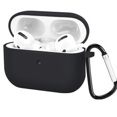 포티튜드 실리콘 스키니핏 에어팟프로 케이스 + 카라비너, 블랙(케이스), 1개