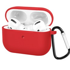 포티튜드 실리콘 스키니핏 에어팟프로 케이스 + 카라비너, 레드(케이스), 1개