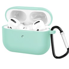 포티튜드 실리콘 스키니핏 에어팟프로 케이스 + 카라비너, 민트(케이스), 1개