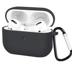 포티튜드 실리콘 스키니핏 에어팟프로 케이스 + 카라비너, 다크그레이(케이스), 1개