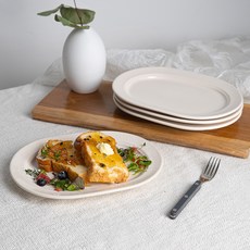 Le Pallet陶瓷橢圓餐盤, Isabel White, 4入, 橢圓盤