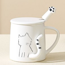 Modernji 搖尾巴貓咪杯 8 x 9 cm + 蓋子 + 湯匙組 YJ748, 1套, C