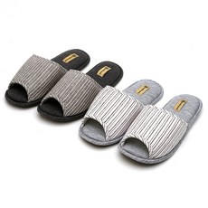 arnaldo bassini Roni直條室內拖鞋 2雙組, 深灰色/灰色