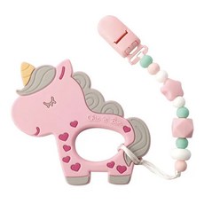 奇哥 矽膠固齒器奶嘴鍊組 獨角, 獨角 多色, 1個