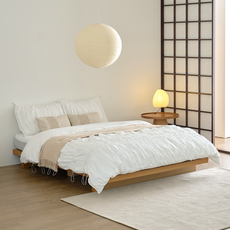 에스엘큐케이 노비스 원목 무헤드 침대 + 하이브리드 매트리스 세트 방문설치, 내추럴