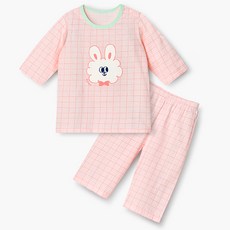 unifriend 兒童用Pong Pong Bunny棉質七分袖家居服上衣褲子套裝