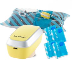 MODCON 摩肯 DR.SAVE 插電款 壓出大空間 充抽兩用真空機組 真空機 + 壓縮袋L 2個 + 壓縮袋S 2個 黃色, 1組, 1入