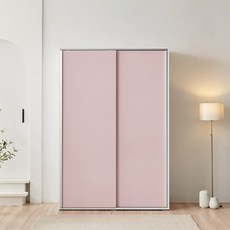 라자가구 미담 1200 슬라이딩 옷장 + 선반장 세트 방문설치, 베이비핑크