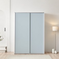 라자가구 미담 1400 슬라이딩 2단선반장 + 이불장 세트 방문설치, 라이트블루