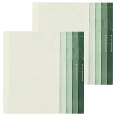 동아피엠에스 모하코 두꺼운 L홀더 신개념 잠금형 파일 5종 x 2p 세트, 모란디 그린, 1세트