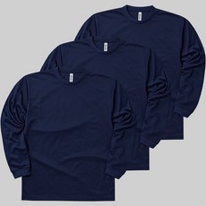 urbantee 男女通用運動機能快乾圓領長袖涼感T恤3件組, 海軍藍 + 海軍藍 + 海軍藍