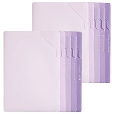 동아피엠에스 모하코 두꺼운 L홀더 신개념 잠금형 파일 5종 x 2p 세트, 모란디 퍼플, 1세트