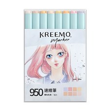 SIMBALION 雄獅 KREEMO 可瑞莫 950酒精性雙頭速繪筆8色組, 裸色色系, 1組