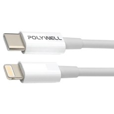 POLYWELL 寶利威爾 Type-C-Lightning 蘋果PD快充線, 1m, PW15-W45-A242, 1條