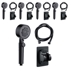 ARYKO 5段水壓調節強力蓮蓬頭+淋浴軟管+支架組, 5組, 黑色