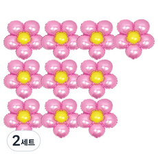 PARTYSHOW 花朵造型銀箔氣球 10入組, 粉紅色, 2套