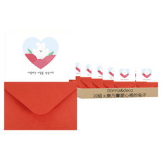 Donna&deco 家庭月感謝與愛康乃馨明信片 + 紅色信封 + 貼紙組, 康乃馨愛心裡的兔子, 10組