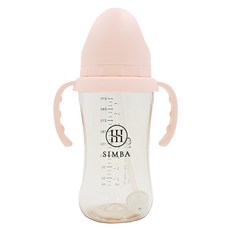 Simba 小獅王辛巴 蘊蜜鉑金PPSU寬口吸管把手防脹氣奶瓶 3個月以上, 栗粉, 270ml, 1個
