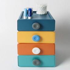 마켓플랜 데스크 서랍 정리함, 네이비 + 옐로우 + 오렌지 + 민트, 4개