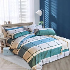 藍貓BlueCat 超柔舒棉床包 雙人6.2 x 5呎 時光之格 台灣製造, 1個