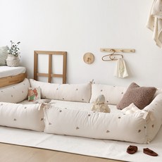 PRIELLE 孩童用刺繡棉質緩衝靠墊 4入組, 象牙白