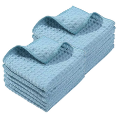 華夫格抹布 小號 天藍色 5條, 30 x 30cm, 2組 - 廚房清潔好幫手